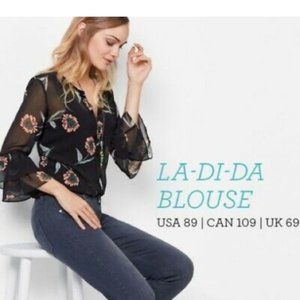 CAbi La-Di-Da Floral Sheer Blouse